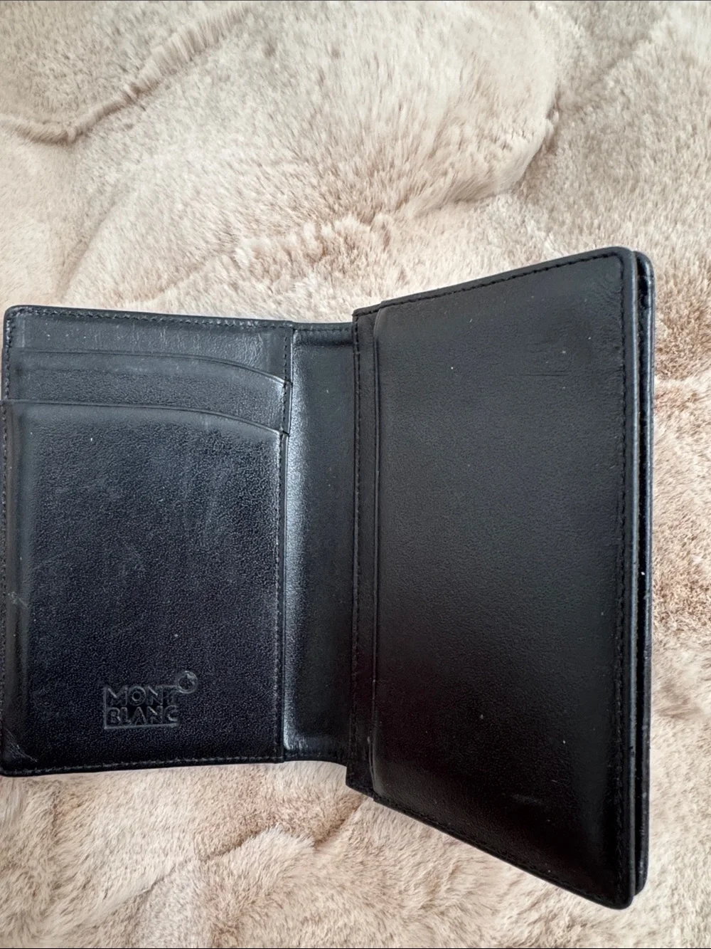 Mont Blanc Black Leather Card Wallet with Signature Emblem